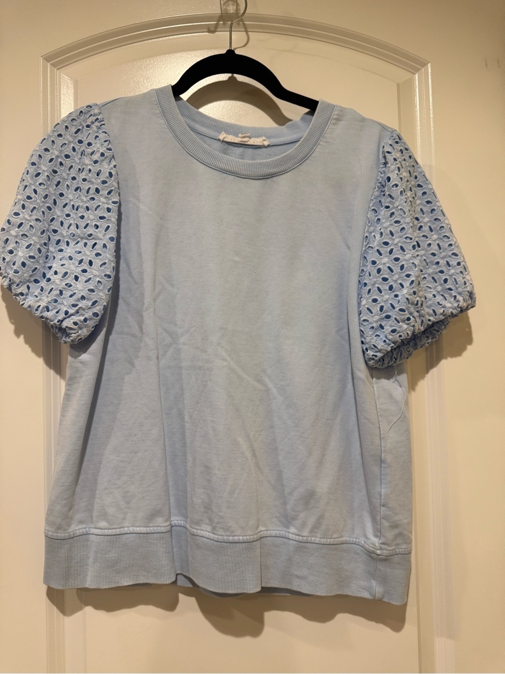 Jane and Delancey Light Blue Puff Sleeve Short Sleeve Tee